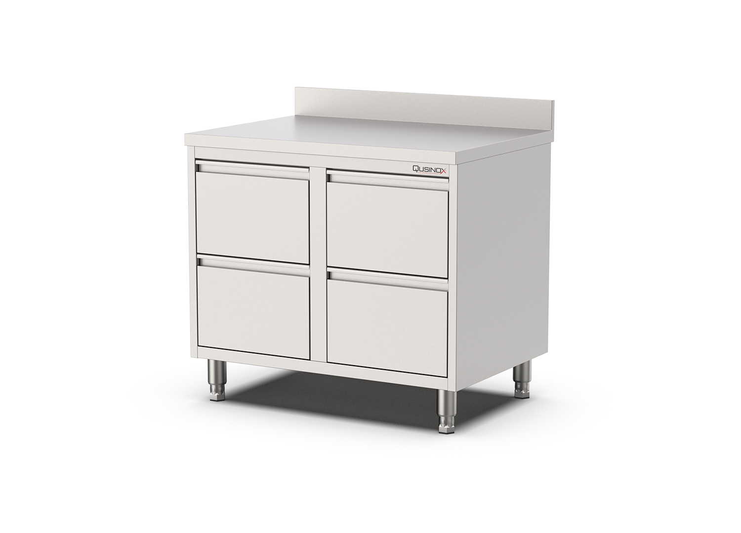 Nerūdijančio plieno stalas su 4-iais stalčiais 