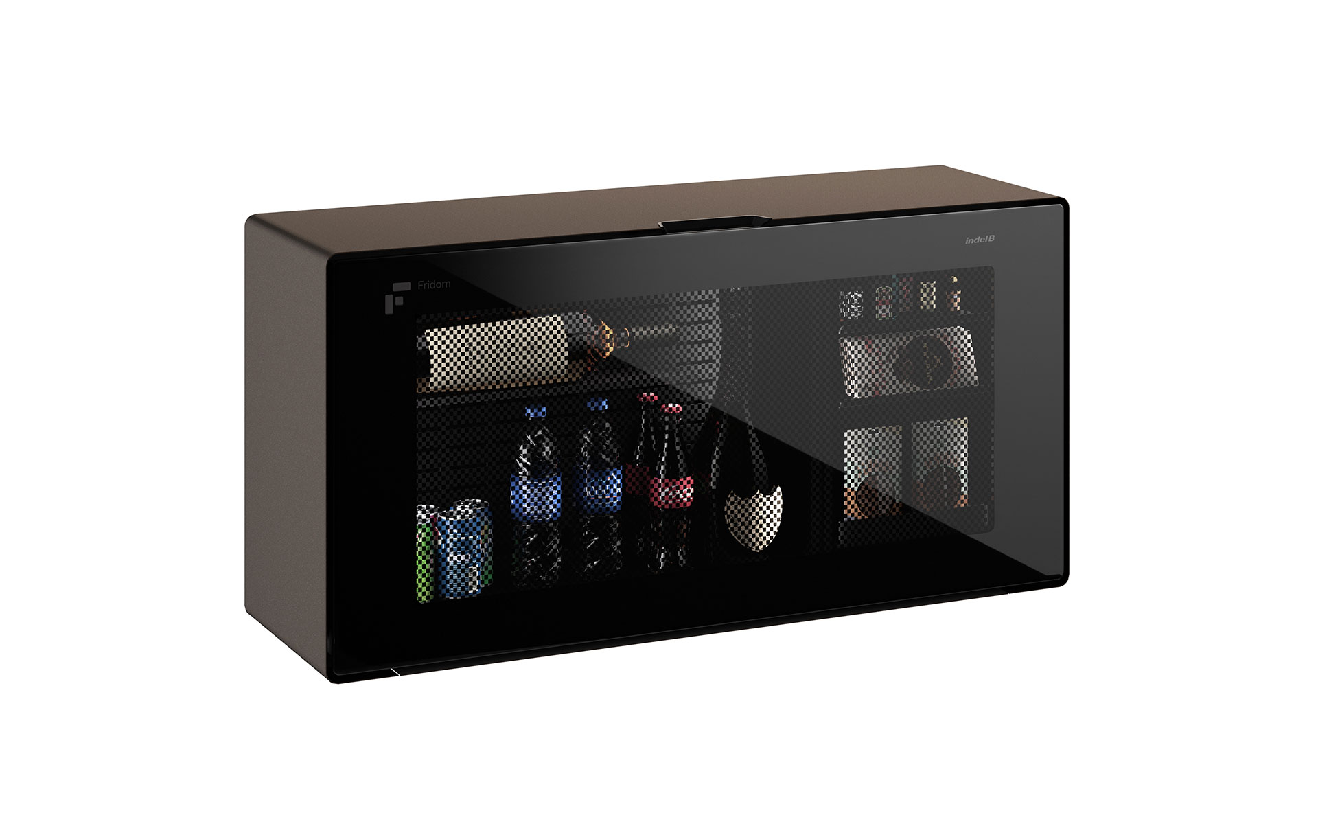 Išskirtinio dizaino minibaras, kabinamas ant sienos, į nišą. 